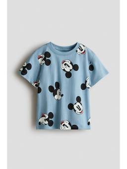 H&M - Boys Blue Print-Motif Cotton T-Shirt