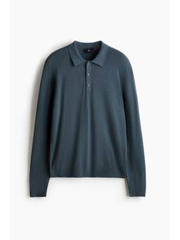 H&M - Men Navy Blue Regular Fit Knitted Polo T-Shirt