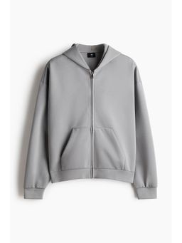 H&M - Men Grey Oversized Fit Interlock Zip-Through Hooded Jacket
