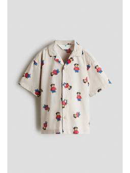 H&M - Boys Beige Printed Cotton Resort Shirt
