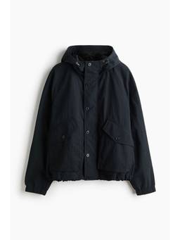 H&M - Men Black Hooded Nylon Windbreaker