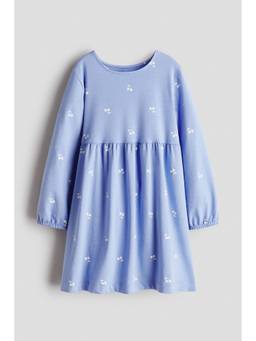 H&M - Girls Blue Printed Cotton Dress