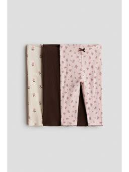 H&M - Girls Multi-Color 3-Pack Cotton Leggings