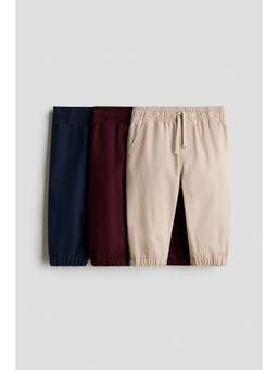 H&M - Boys Multi-Color 3-Pack Cotton Twill Joggers