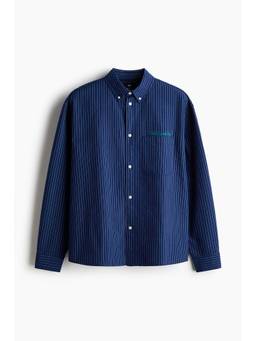 H&M - Men Navy Blue Relaxed Fit Oxford Shirt