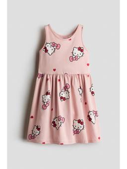 H&M - Girls Pink Printed Cotton Dress