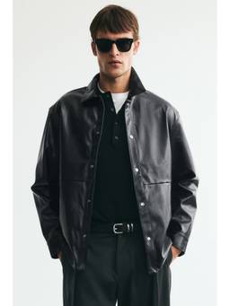 H&M - Men Black Coated Overshirt