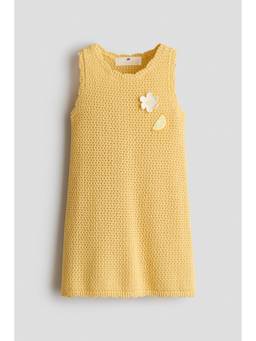 H&M - Girls Yellow Appliqued Crochet-Look Dress