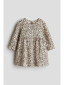 H&M - Girls Beige Printed Cotton Dress