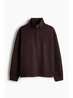 H&M - Men Brown Relaxed Fit Zip-Top Sweatshirt