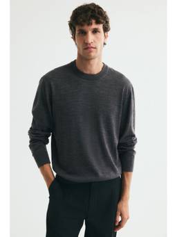 H&M - Men Grey Regular Fit Merino Wool Jumper