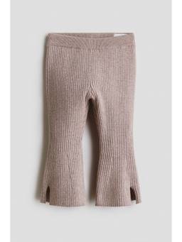 H&M - Girls Brown Flared Rib-Knit Trousers
