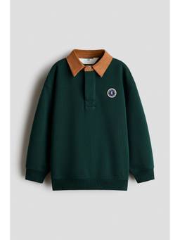 H&M - Boys Green Motif-Detail Rugby Polo T-Shirt