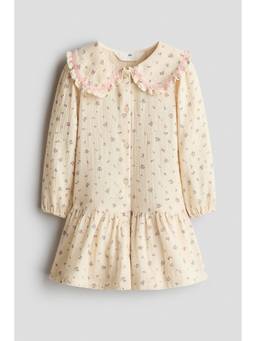 H&M - Girls Beige Cotton Muslin Dress