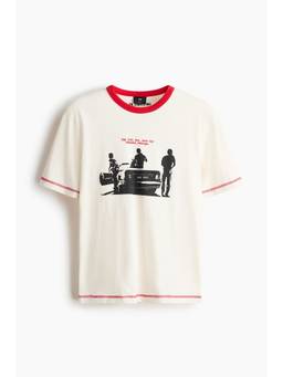 H&M - Men White Regular Fit Printed T-Shirt