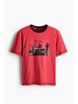 H&M - Men Red Regular Fit Printed T-Shirt