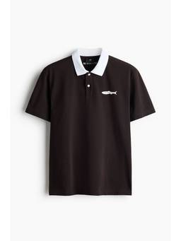 H&M - Men Brown Regular Fit Printed Pique Polo T-Shirt