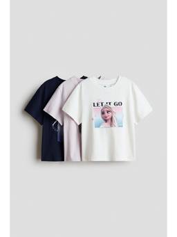 H&M - Girls Multi-Color 3-Pack Printed Jersey T-Shirts