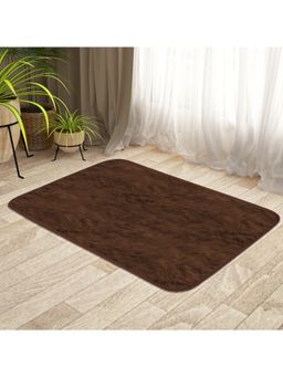 Story@Home - Faux Polyester Fur Brown Solid Door Mat