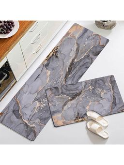 Story@Home - Sea Green Nappa Leather Kitchen Runner Mats (Pack Of 2)