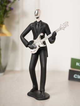 HOME 360 - Musician Man Playing Guitar Showpiece - Black