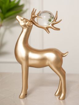 HOME 360 - Golden Deer Pair Sculpture Showpiece - Gold