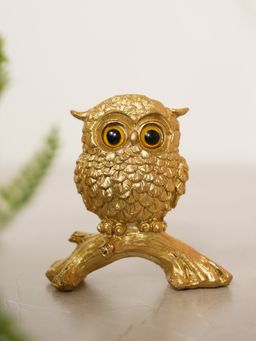 HOME 360 - Owl On Branch Figurine Showpiece - Gold