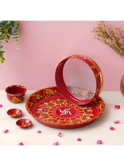 eCraftIndia - Stainless Steel Floral Decorative Karwa Chauth
