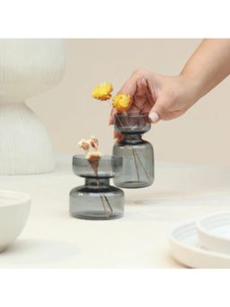 Muun Home - Mini Vase Gift With Mini Dried Flower - Slate Grey