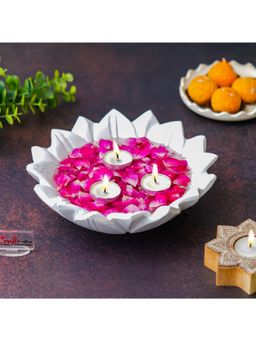 eCraftIndia - White Beautiful Decorative Lotus Urli Bowl For Home Decor