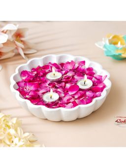 eCraftIndia - White Beautiful Flower Urli Bowl For Home Decor
