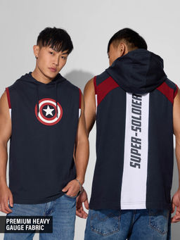 The Souled Store - Official Captain America Super Soldier Hooded T-Shirt