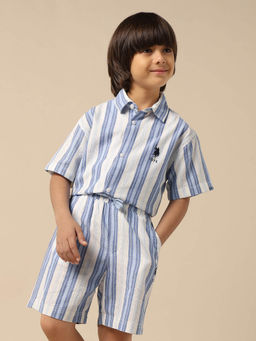U.S. POLO ASSN. - Kids Boys Vertical Striped Seersucker Shirt