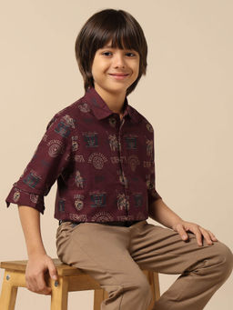 U.S. POLO ASSN. - Kids Boys All Over Printed Oxford Shirt