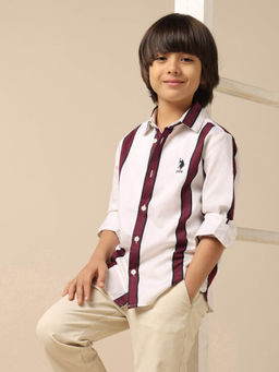 U.S. POLO ASSN. - Kids Boys Vertical Striped Twill Shirt