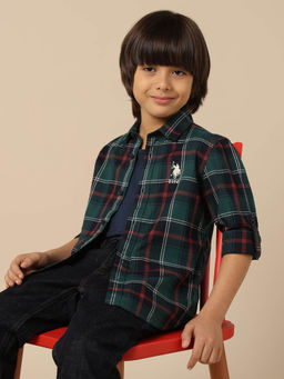 U.S. POLO ASSN. - Kids Boys Plaid Checked Twill Shirt
