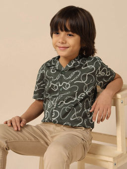 U.S. POLO ASSN. - Kids Boys All Over Printed Satin Shirt