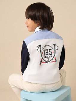 U.S. POLO ASSN. - Kids Boys Oxford Colorblocked Brand Printed Shirt