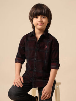 U.S. POLO ASSN. - Kids Boys Grid Tattersall Checked Corduroy Shirt