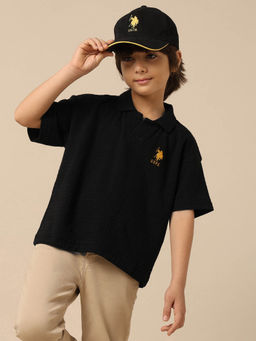 U.S. POLO ASSN. - Kids Boys Textured Boxy Fit Polo Shirt
