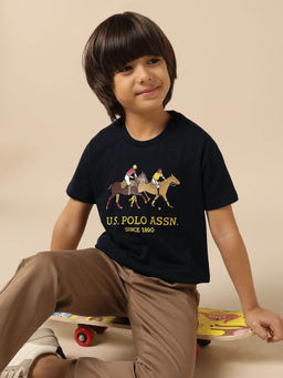 U.S. POLO ASSN. - Kids Boys Graphic Printed Regular Fit T-Shirt