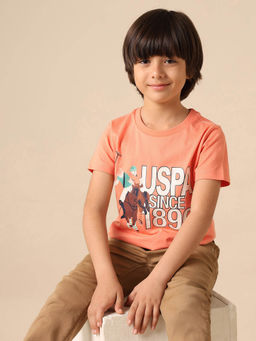 U.S. POLO ASSN. - Kids Boys Graphic Brand Printed Regular Fit T Shirt