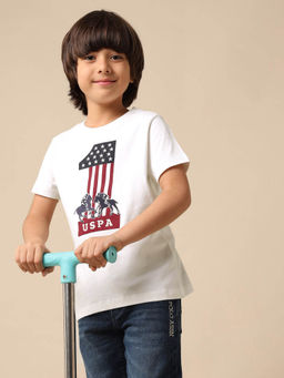 U.S. POLO ASSN. - Kids Boys Regular Fit Graphic Brand Printed T Shirt