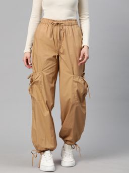 MIXT by Nykaa Fashion - Womens Brown Loose Fit High Rise Parachute Cargo Pant