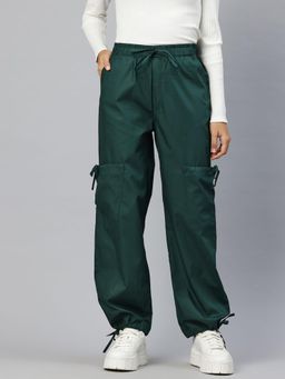 MIXT by Nykaa Fashion - Womens Green Loose Fit High Rise Parachute Cargo Pant
