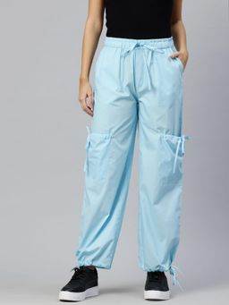 MIXT by Nykaa Fashion - Womens Aqua Loose Fit High Rise Parachute Cargo Pant