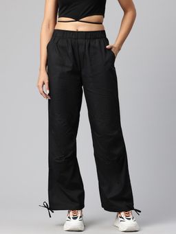 MIXT by Nykaa Fashion - Womens Black Loose Fit High Rise Parachute Cargo Pant