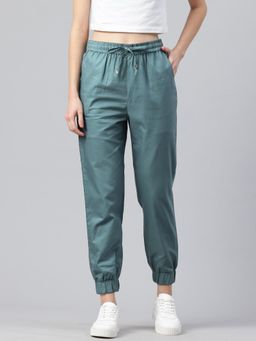 MIXT by Nykaa Fashion - Womens Solid Teal Cotton Joggers