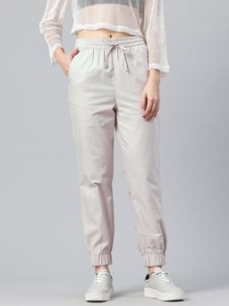 MIXT by Nykaa Fashion - Womens Solid Light Grey Cotton Joggers