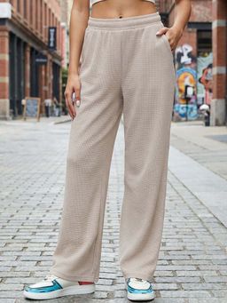 Bewakoof - Ginger Root Brown Textured Straight Fit Pants